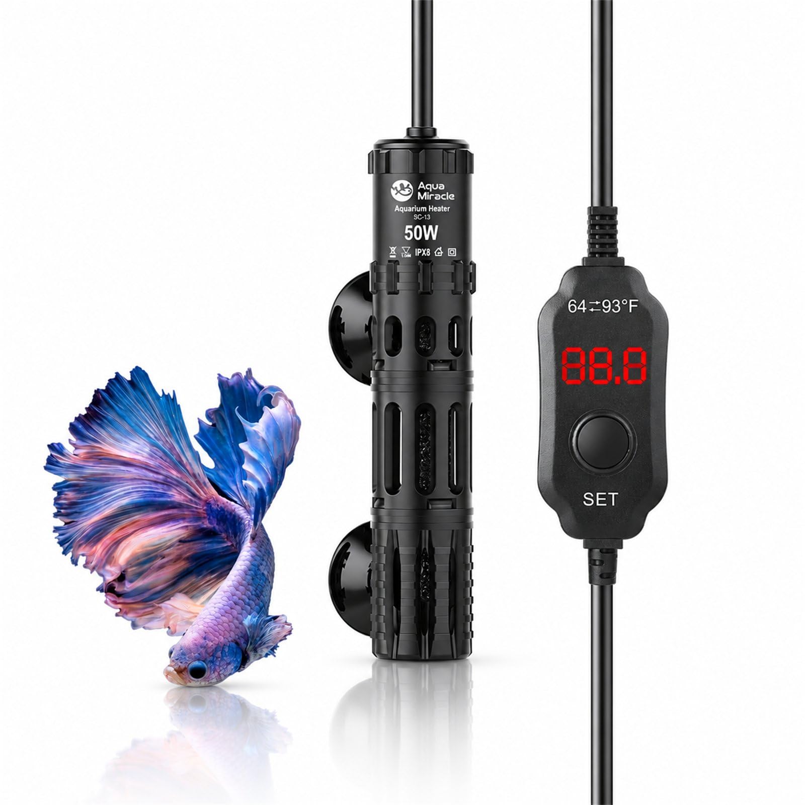 AquaMiracle LEDデジタル表示サーモスタット付き水槽ヒーター